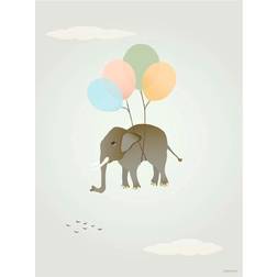 Vissevasse Children Flying Elephant 30x40 cm Plakat