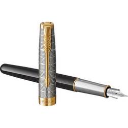 Parker Sonnet Metal & Black GT Fountain Pen Fine Nib 18K