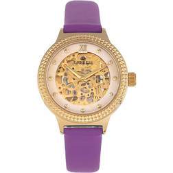 Empress Alice Automatic MOP Skeleton Dial Leather-Band Watch Lila