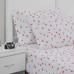 Poppy & Fritz Cherries Underlakan Vit, Röd (243.84x167.64cm)