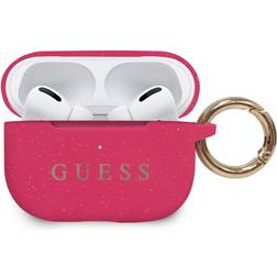 Guess Airpods Pro Cover Ring In Silicone Rosa