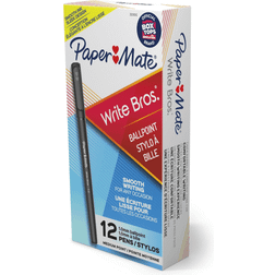 Paper Mate Write Bros Ballpoint Stick Pen, Medium, Black Ink, Dozen