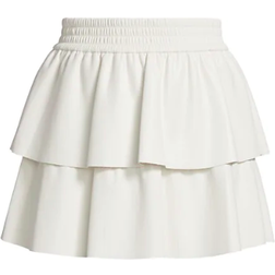 Alice + Olivia Jia Vegan Leather Tiered Mini Skirt - Off White