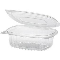 Papstar Boîtes traiteur avec couvercle charnière, R-PET ovale 250 ml 4,3 cm x 10,6 cm x 13,3 cm transparent