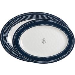 Sailor Soul Oval Set of 2 Platters White 11" x 16" White 11" x 16" Serveringsfat