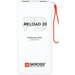 Skross RELOAD 20 PD, Hvid, Digitalt kamera, MP3/MP4, Mobiltelefon/Smartphone, Tablet, Rektandel, 20000 mAh, USB, 74 Wh