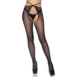 Leg Avenue Women s Micro net strappy waist crotchless tights