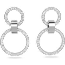 Swarovski Hollow Hoop Earrings - Silver/Transparent