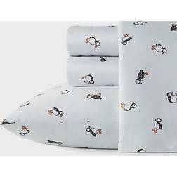 Poppy & Fritz Puffin Paradise Underlakan Vit, Blå (259.08x228.6cm)