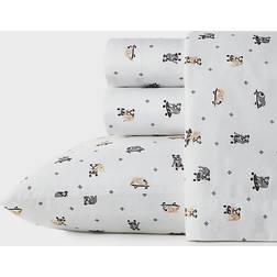 Poppy & Fritz Skateboarding Bulldogs Underlakan Vit, Grå (243.84x167.64cm)