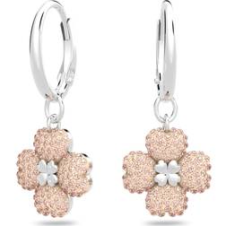 Swarovski Latisha Flower Hoop Earrings - Silver/Pink