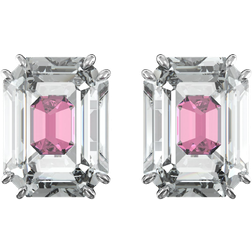 Swarovski Chroma Stud Earrings - Silver/Pink/Transparent