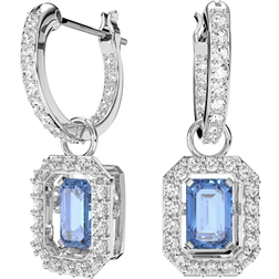 Swarovski Millenia Octagon Cut Drop Earrings - Silver/Blue/Transparent