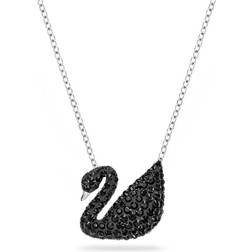 Swarovski Iconic Swan Pendant Necklace - Silver/Black