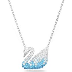 Swarovski Iconic Swan Pendant Necklace - Silver/Blue/Transparent