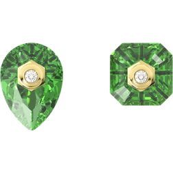 Swarovski Numina Stud Earrings - Gold/Green/Transparent