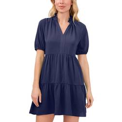 CeCe Women's Tiered V-Neck Babydoll Dress - Classic Navy