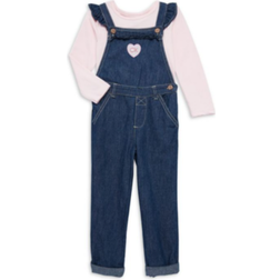 Calvin Klein Baby Girls Logo Top & Overalls Set 2 Piece - Pink Multi