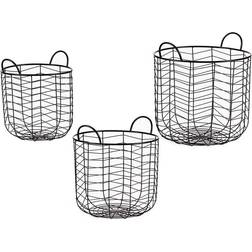 Set med Cirkulær Sort Metal (3 pcs) Kurv