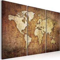 Arkiio World Map Brown Texture 120x80 Tavla