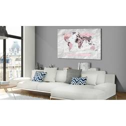 Arkiio World Map: Pink Continents 60x40 Tavla