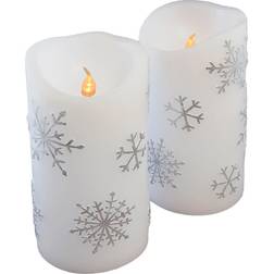 LumaBase 2-piece Snowflake LED Pillar Set, White One Size