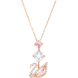 Swarovski Dazzling Swan Y Necklace - Rose Gold/Transparent/Pink