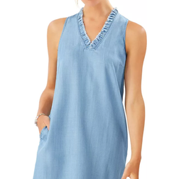 Tommy Bahama Chambray Ruffle Dress - Light Storm Wash