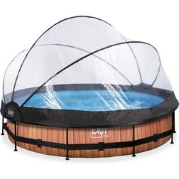 Exit Toys Round Wood Pool with Filter Pump and Dome Ø3.6x0.76m