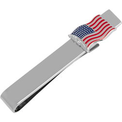 Cufflinks Inc Waving American Flag Tie Bar - Silver/Red/Blue