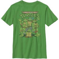 Nickelodeon Little & Big Boys Crew Neck Teenage Mutant Ninja Turtles Short Sleeve Graphic T-shirt - Kelly