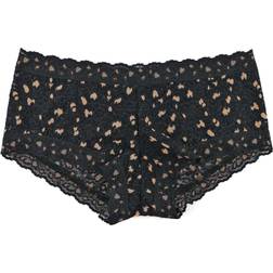 Hanky Panky Cross Dyed Leopard Boyshort - Black/Praline