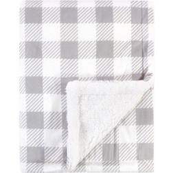 Hudson Mink Blanket with Sherpa Backing Gray Plaid