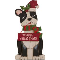 GlitzHome Wooden Christmas Dog Figurine 16"