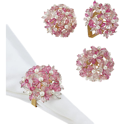 Saro Lifestyle Beaded Floral Bouquet Napkin Ring 3.81cm 4pcs