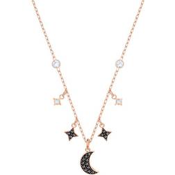 Swarovski Symbolic Moon and Star Necklace - Rose Gold/Black/Transparent