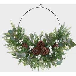 Nearly Natural Christmas Pine Eucalyptus & Berries Metal Circlet Artificial Wreath Decoration 28"