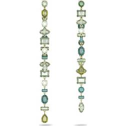 Swarovski Gema Asymmetrical Drop Long Earrings - Gold/Green