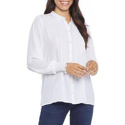 NYDJ Pleated Peasant Blouse - Optic White