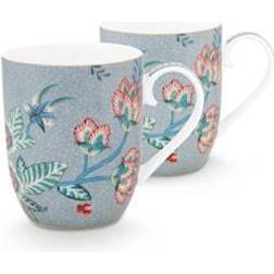 PiP Studio Flower Festival Mugg 14,5cl Set om 2 Light Blue Becher