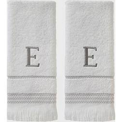 SKL Home Casual Monogram E Guest Towel White (66.04x40.64cm)