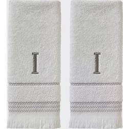 SKL Home Casual Monogram I Guest Towel White (66.04x40.64cm)