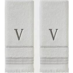 SKL Home Casual Monogram V Guest Towel White (66.04x40.64cm)