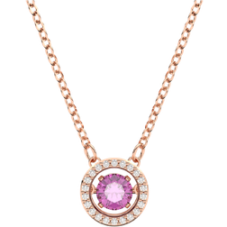 Swarovski Pendentif Una, Taille ronde, Long, Violet, Placage de ton or rosé