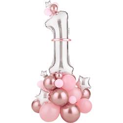 PartyDeco Rosa Ballongbukett 1 år