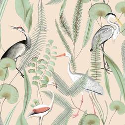 Muriva Behang Flamingo crème- en mintkleurig