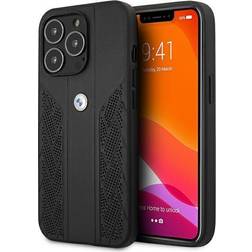 BMW Deklas BMHCP13XRSPPK iPhone 13 Pro Max 6.7 quot juodas juodas kietas deklas, odos kreive perforuotas