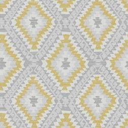 Graham & Brown Superfresco Aztec Geo Grey Ochre Wallpaper
