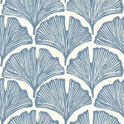 Tempaper Feather Palm Wallpaper in Blue/Ivory