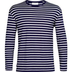 Icebreaker Granary Long Sleeve Stripe T-shirt - MidNight Navy/Snow